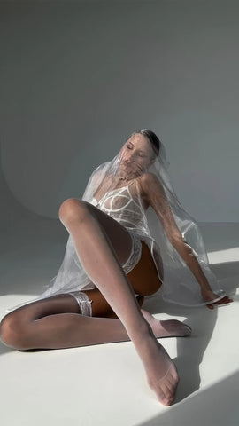 White Lace Bridal Bodysuit - Sheer Floral One-Piece